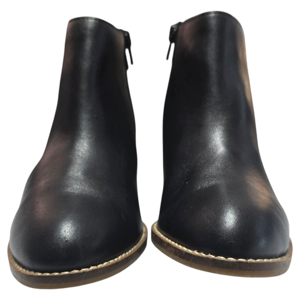 Lucky Brand Harpiee Black Leather Ankle Boots Buckle Block Heel Womens 7M SH317 - Picture 3 of 10